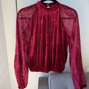 Free People Dream Team Velvet Top - Raspberry